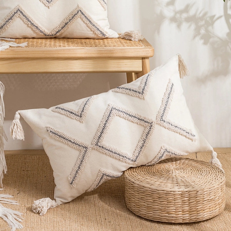 Color Block Cotton Pillowcases in Minimalist Classic Style | Home Decor Bedding Pillows