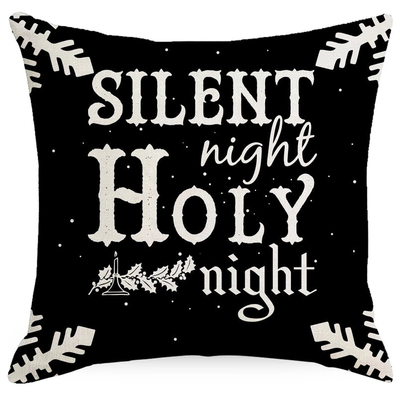 Christmas Tree Decorative Linen Pillow Covers with Festive Socks Letter Print|Home Decor Pillows