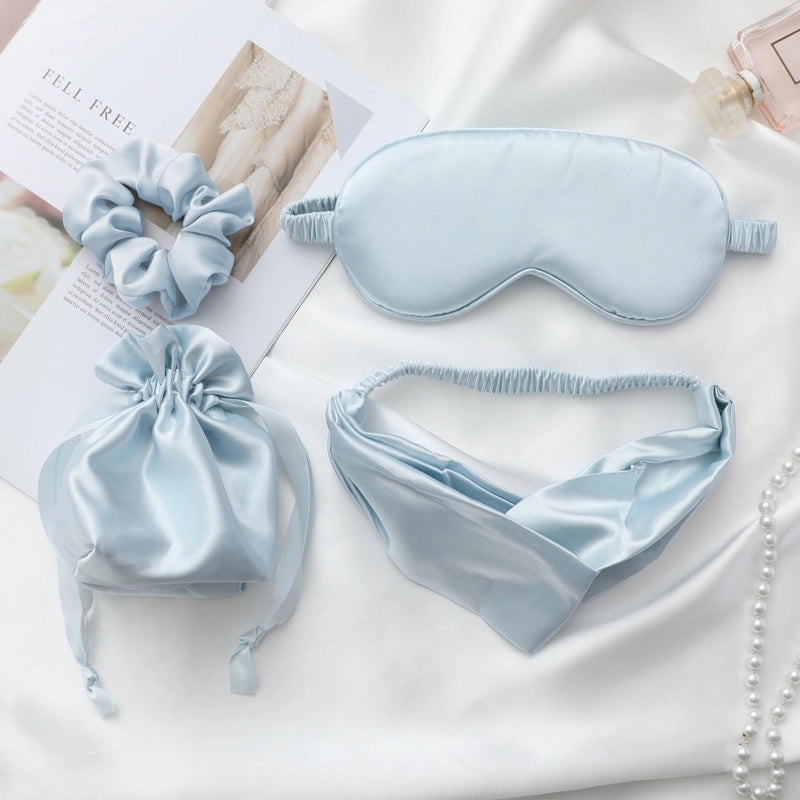 Silk Eye Mask Set with Hair Bands and Travel Bag | Beauty Accessories