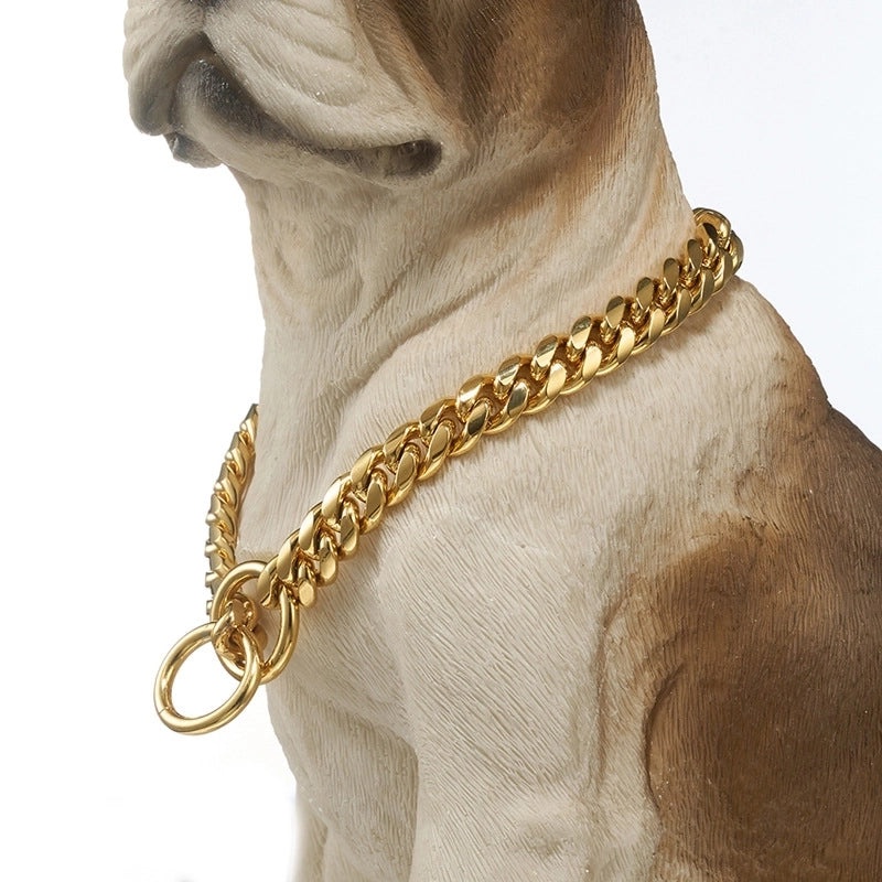 10mm Small Medium Pet Dog Chain Stainless Steel Titanium Gold Cuban Collar Necklace Cat Chain|Pet Accessories
