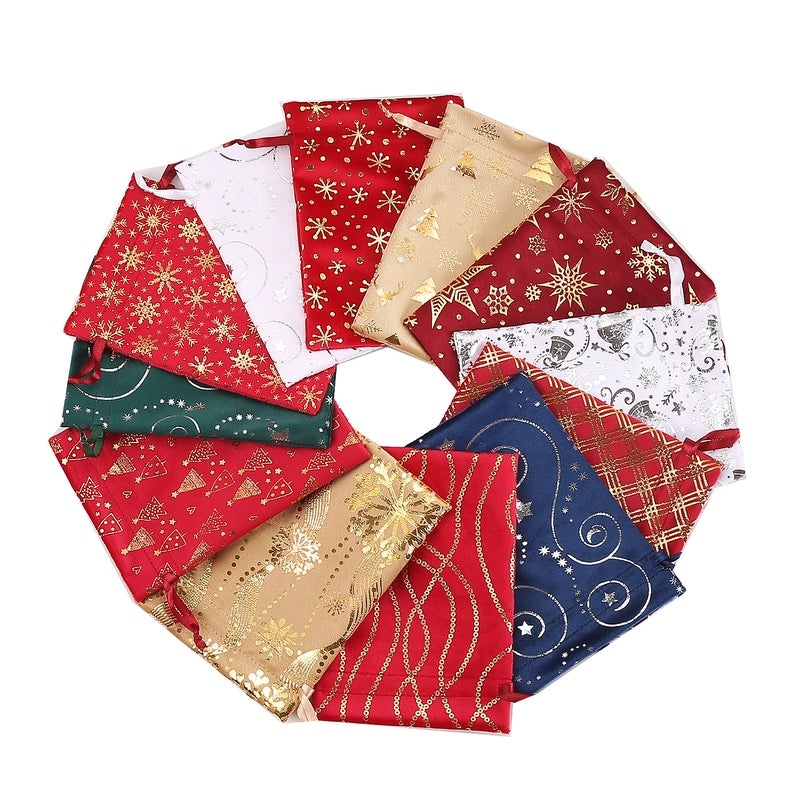 Christmas Minimalist Snowflake Tree Flocking Gift Bags Holiday Wrapping Supplies|Holiday Gift Wrapping