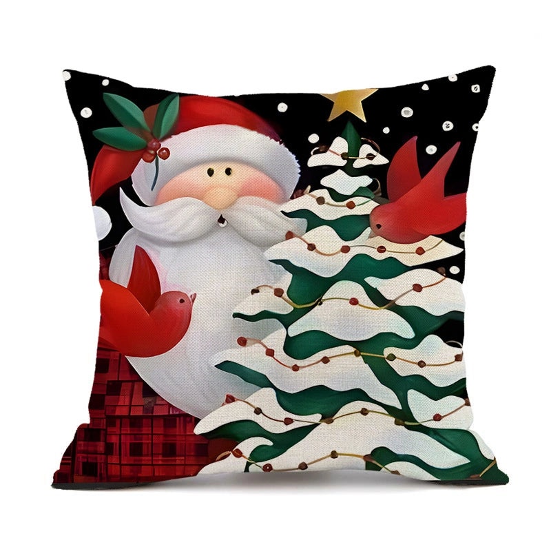 Christmas Linen Santa Claus Pillow Covers for Couch Sofa Decor Cozy Casual Holiday Accents|Home Decor & Pillows
