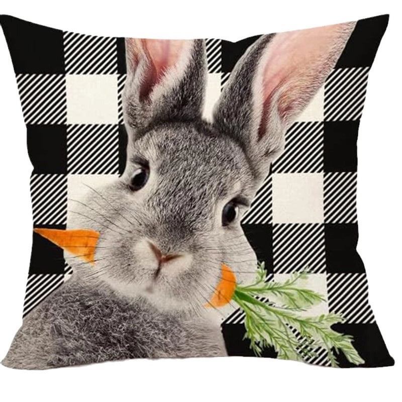 Cute Easter Rabbit Linen Pillow Covers for Couch Sofa Decor | Home Decor Bedding & Pillows