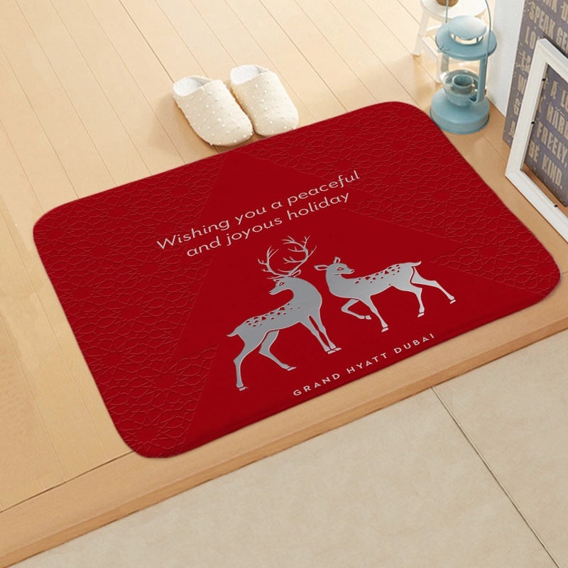 Festive Christmas Tree and Snowflake Flannel Floor Mat | Home Decor & Seasonal Rugs