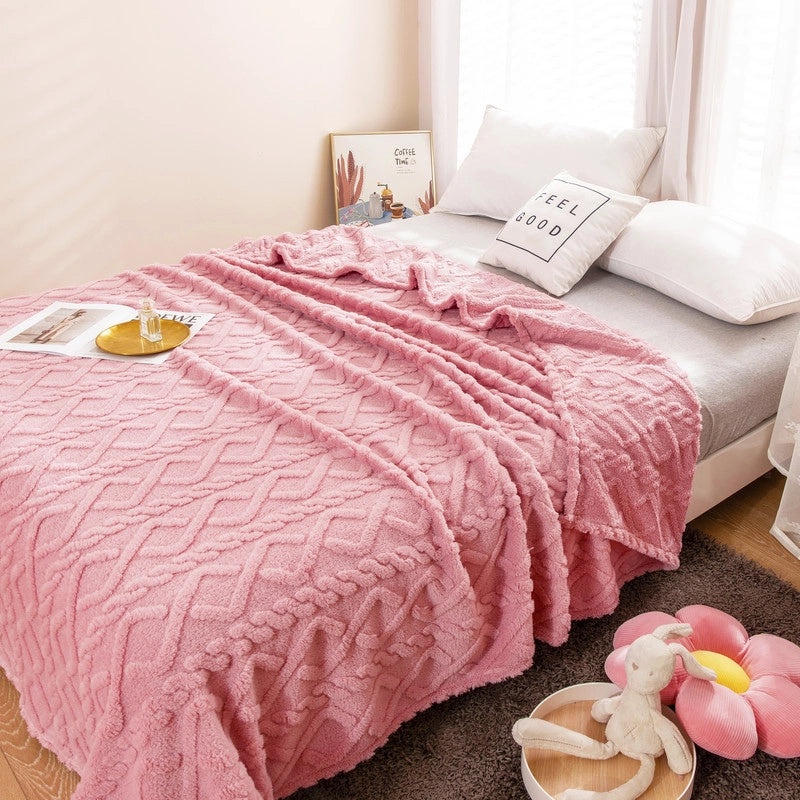 Cozy Solid Color Lambswool Fleece Blanket for All Seasons|Home Textiles & Bedding