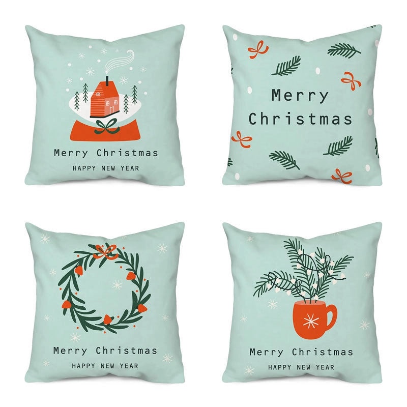 Christmas Tree and Santa Claus Polyester Pillow Covers|Home Decor Pillows