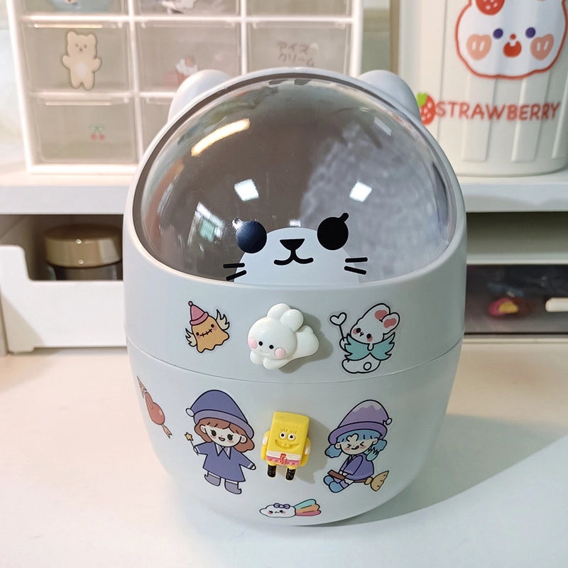Cute Cartoon Bear Desktop Trash Can Mini Storage Bucket for Dormitory and Home | Home & Living Storage