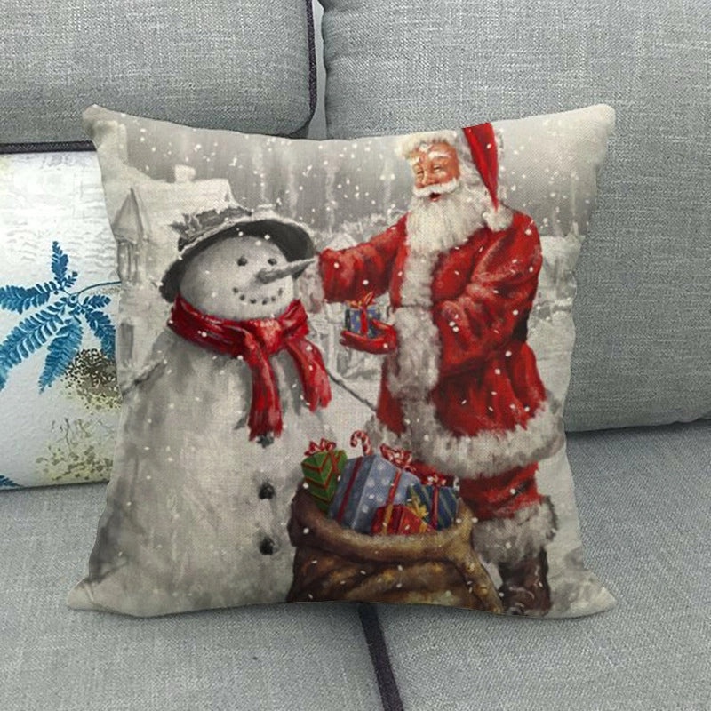 Nordic Modern Classic Christmas Tree Santa Dog Linen Pillow Covers Sofa Couch Decor|Home Decor Pillows