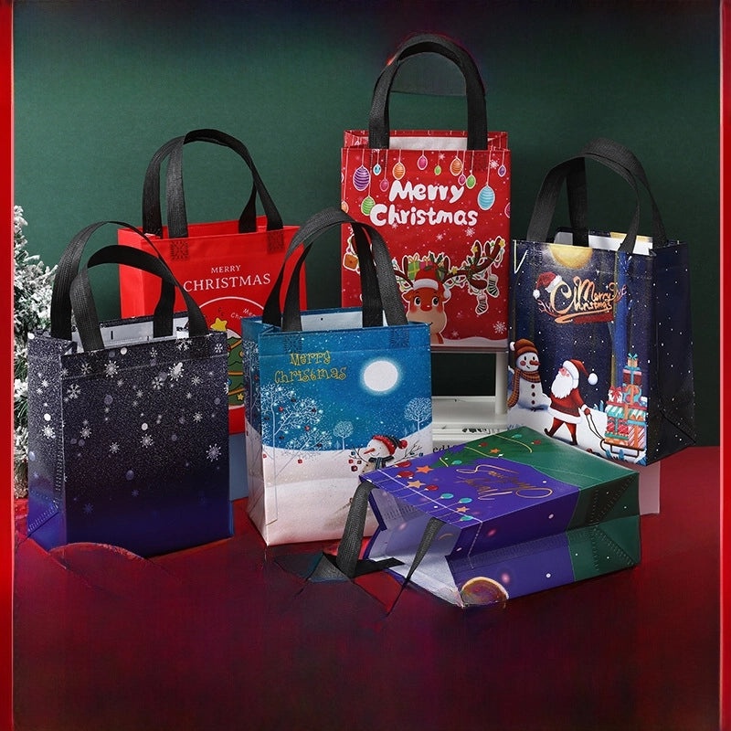 Christmas Gift Bag Non-woven Hot-pressed Coated Printable Logo Eco-friendly Shopping Bag | Gift Bags & Packaging