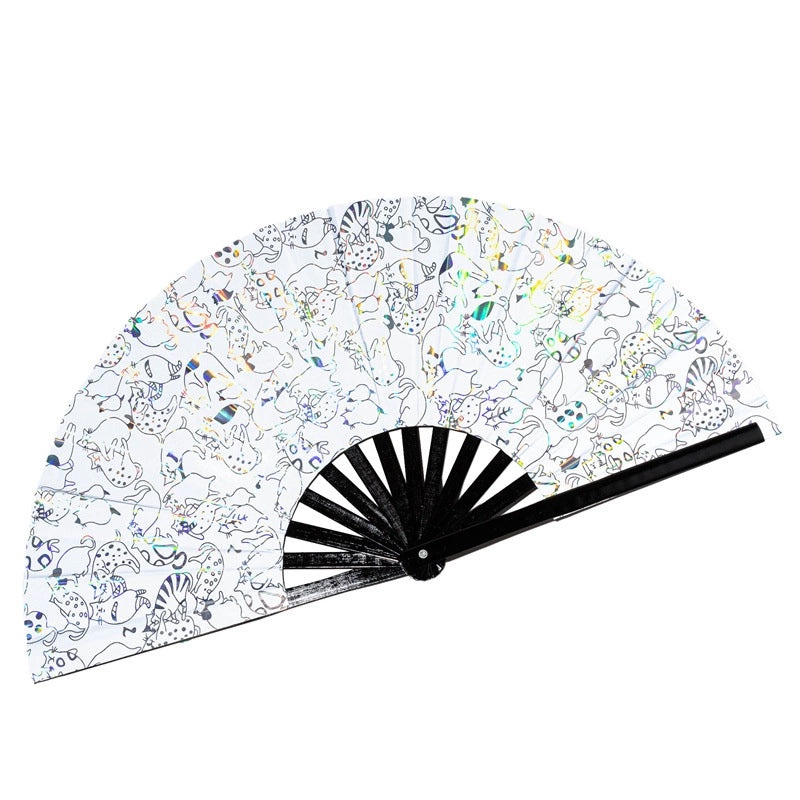 33cm Reflective Bamboo Folding Fan for Party & Kung Fu | Fans & Handheld Cooling Accessories