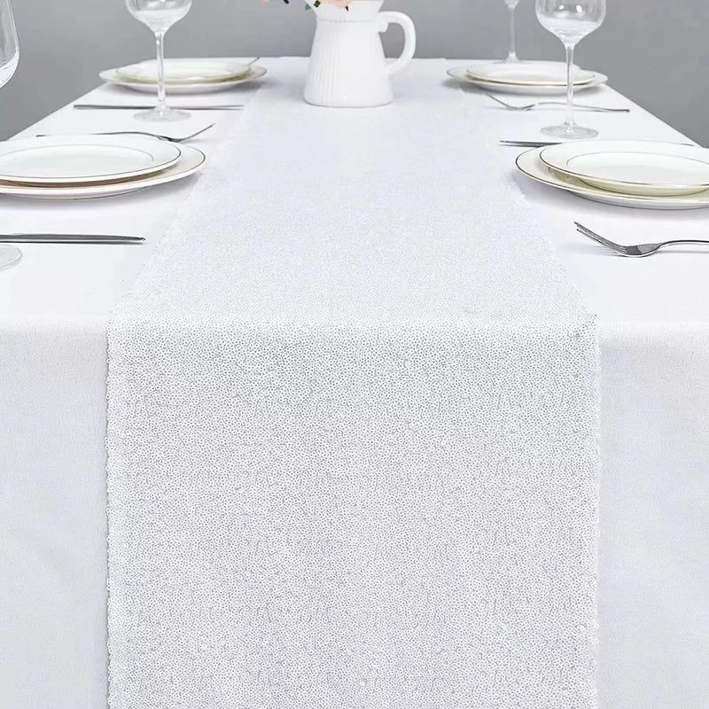 Embroidered Polyester Sequin Table Runner for Wedding & Christmas Decor | Home & Living Table Linens