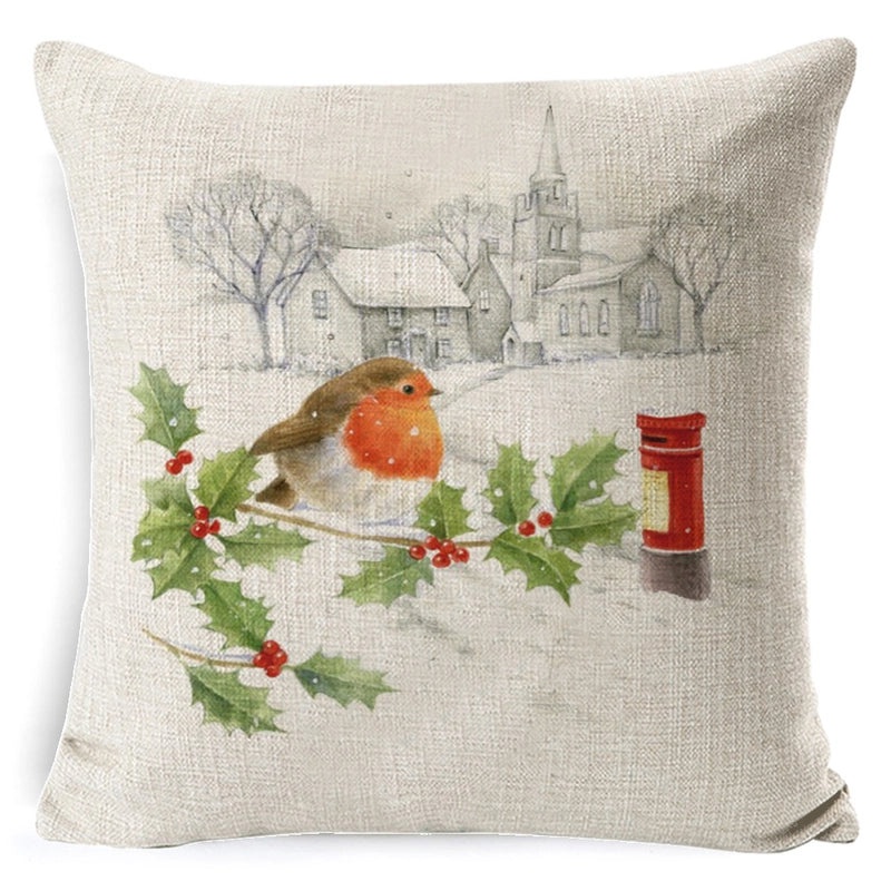 Vintage Christmas Tree and Santa Claus Socks Pattern Linen Pillow Covers|Home Decor Pillows
