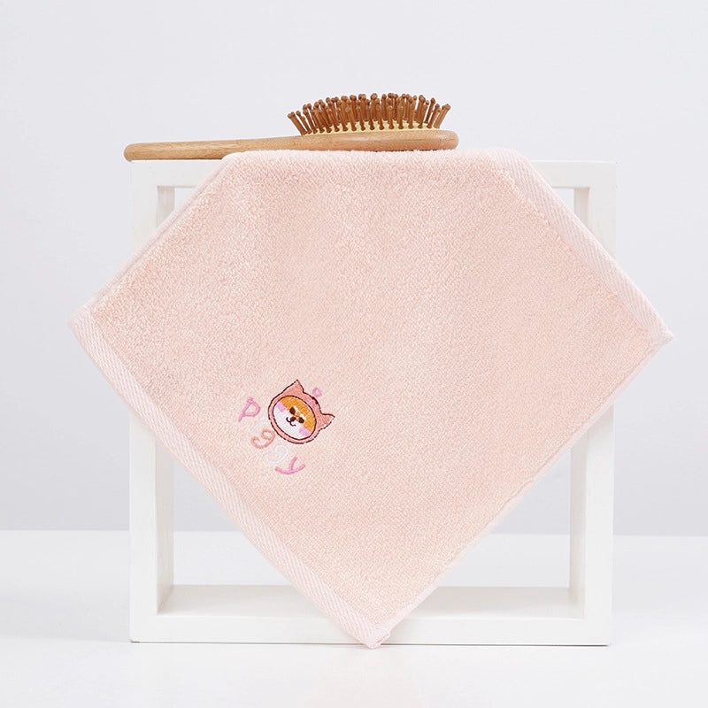 Cotton Square Towel 25x25cm Soft Absorbent Embroidered Face Hand Towel for Kindergarten|Home Textiles