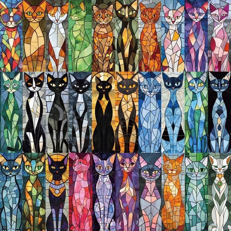 Vintage Color Block Cat Origami Set | Home Decor & Gifts