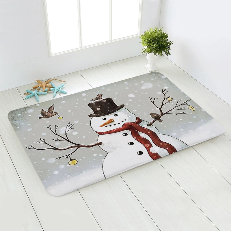Holiday Santa Snowman Flannel Floor Mat Cozy Christmas Decor|Home & Living/Seasonal Decorations