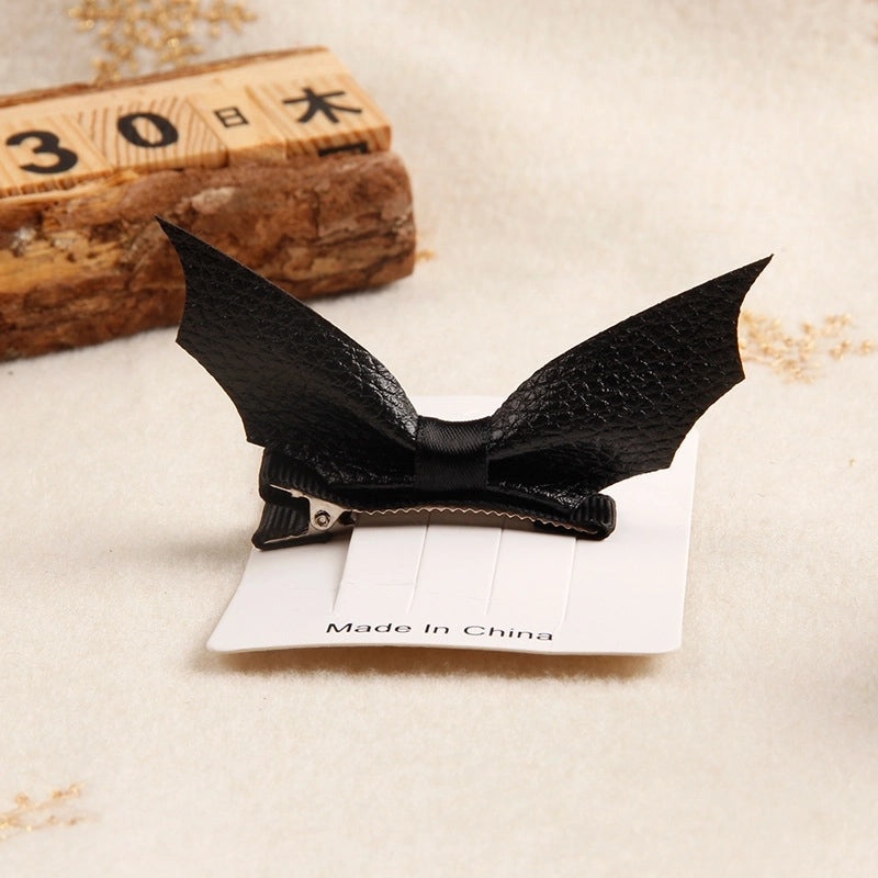 Halloween Black Bat Leather Hair Clip | Hair Accessories