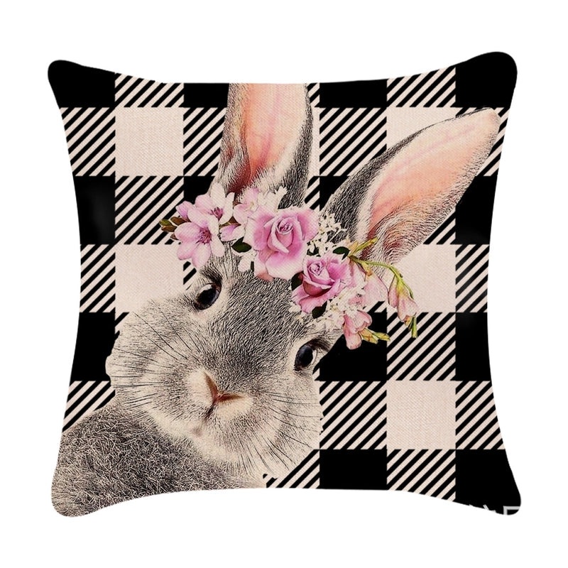 Minimalist Easter Rabbit Linen Pillow Covers for Couch and Sofa Decor | Home Decor Accessories