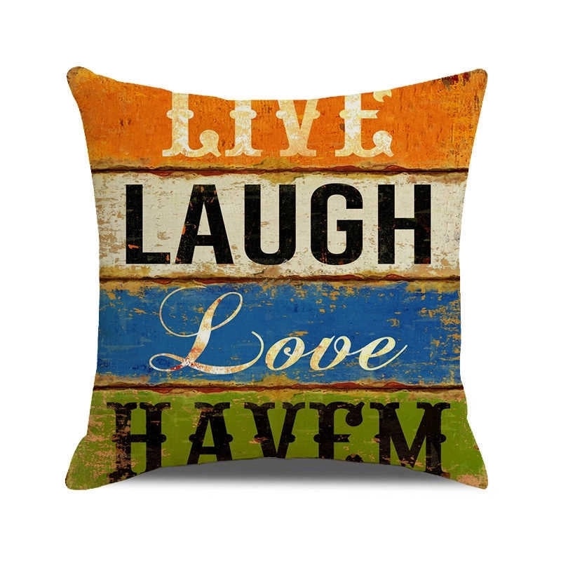 Vintage Letter Print Polyester Pillow Covers|Home Decor Pillows
