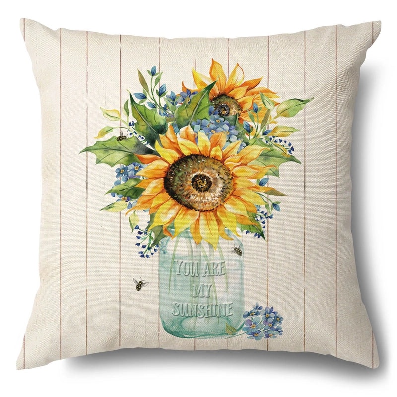 Rustic Sunflower Linen Pillow Covers|Home Decor Pillows