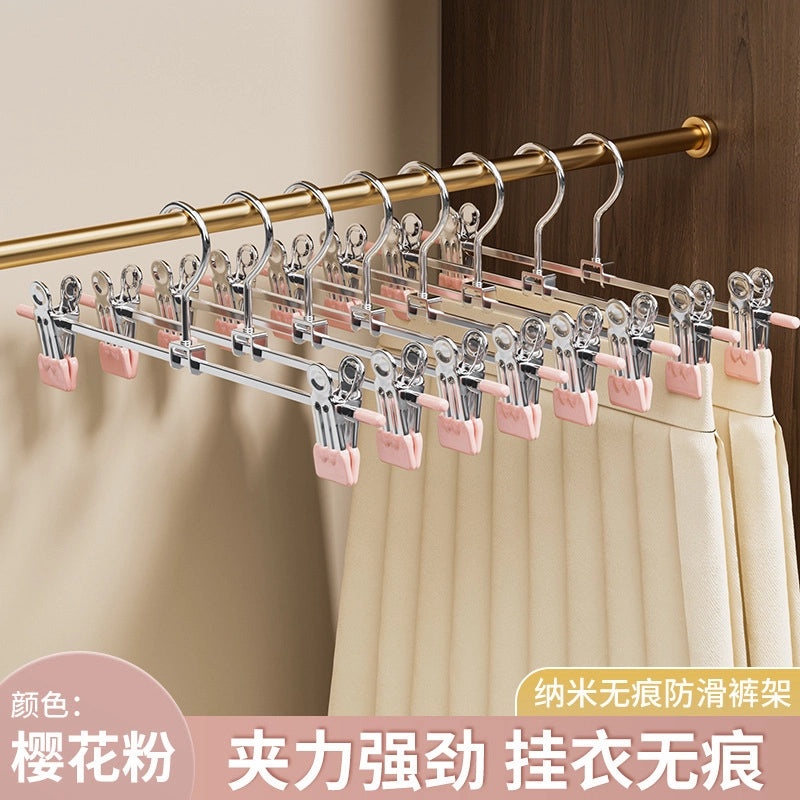 Multi-functional Stainless Steel Pants Clip Non-slip Seamless Metal Skirt Hanger for Household Storage|Home Storage & Organization