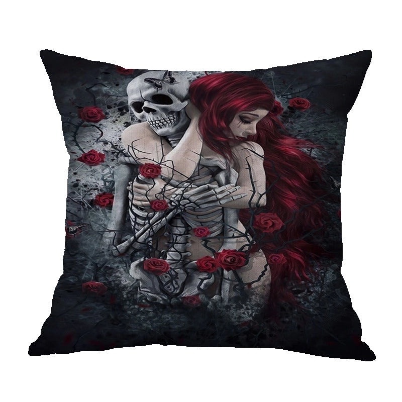 Halloween Punk Skull Linen Pillow Covers for Couch Sofa Decorative Throw Pillowcases|Home Decor & Pillows