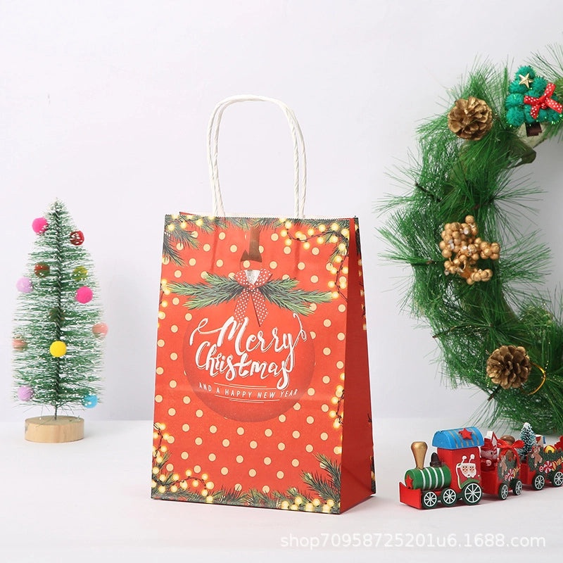Festive Santa Claus Kraft Paper Gift Bags for Holiday Presents|Holiday Gift Bags