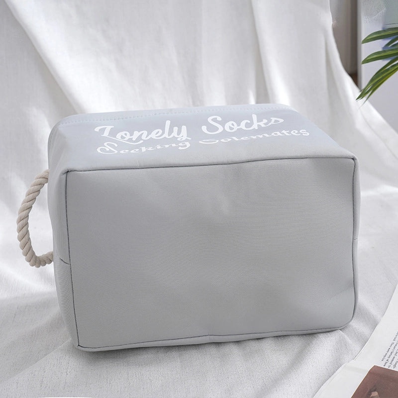 Minimalist Cotton Linen Storage Basket with Letter Print|Home Storage Organizers