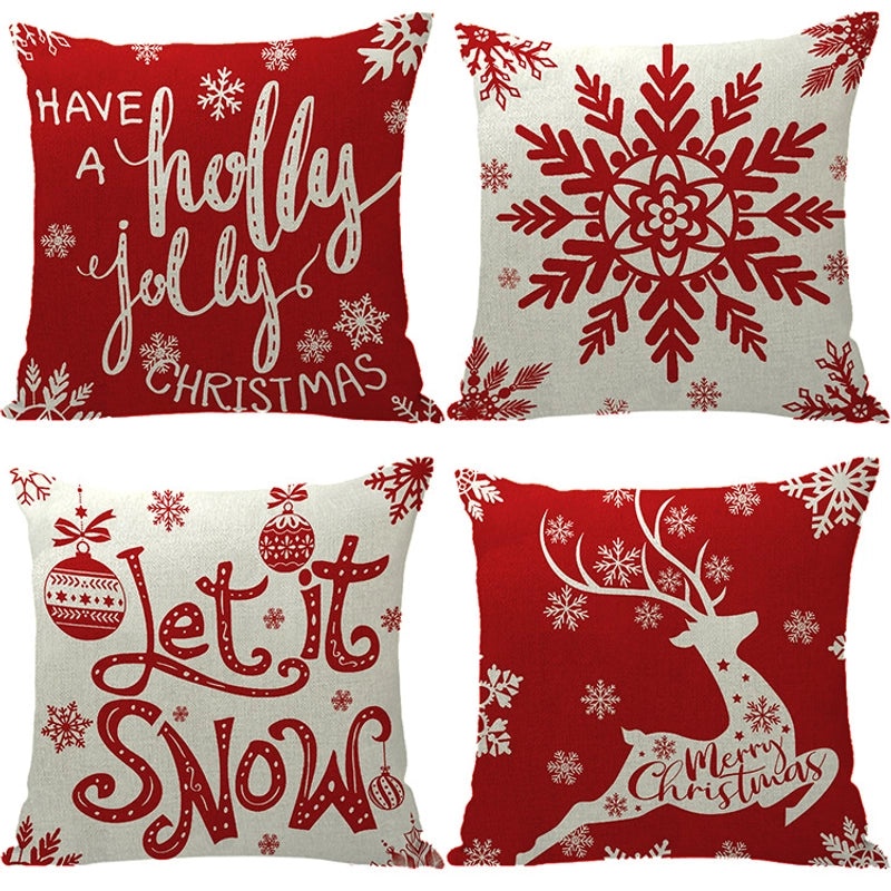 Winter Snowflake and Elk Linen Pillow Covers|Home Decor Pillows