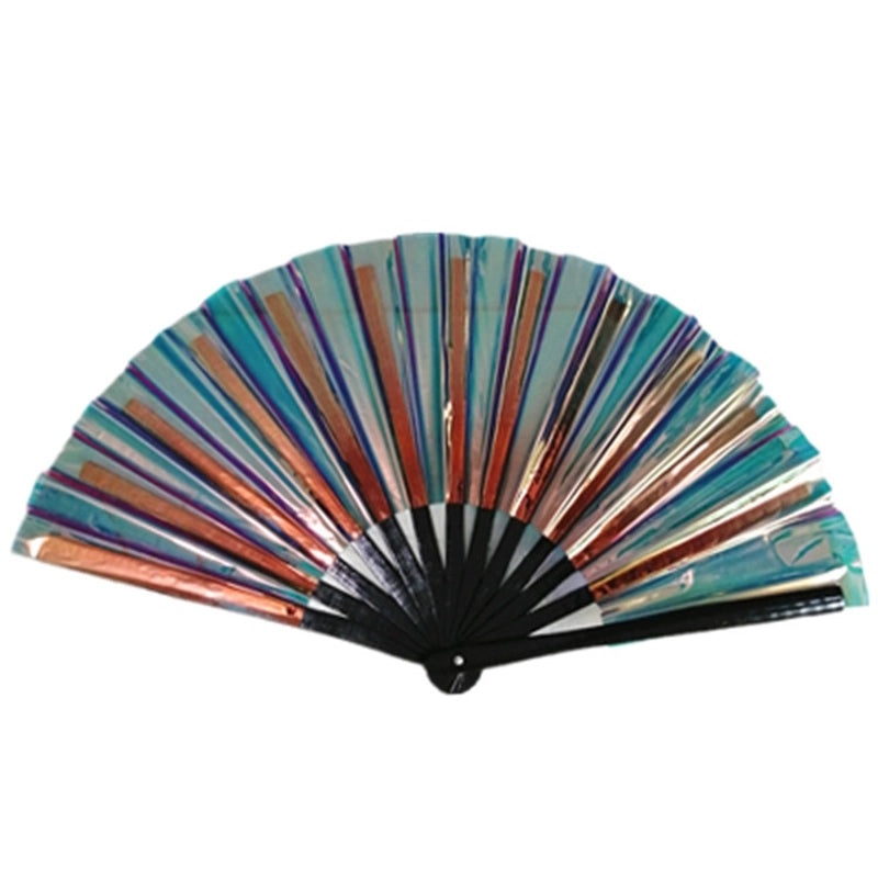 10-inch Solid Color Bamboo Folding Fan with Laser Pattern | Fashion Accessories Fan