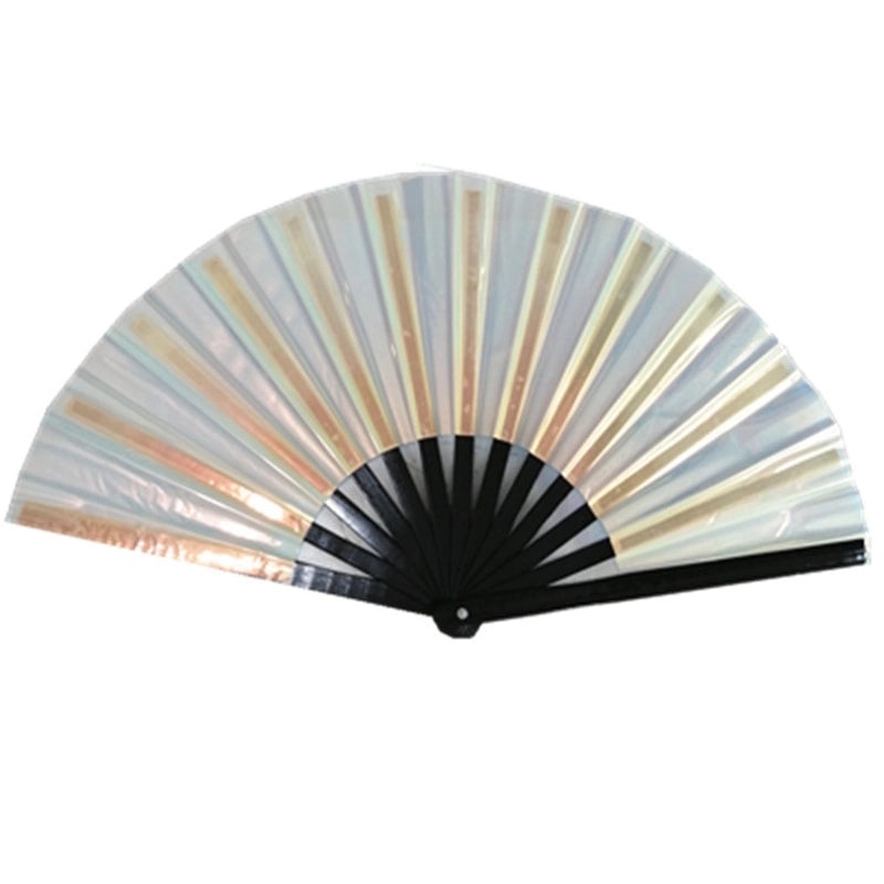 10-inch Solid Color Bamboo Folding Fan with Laser Pattern | Fashion Accessories Fan