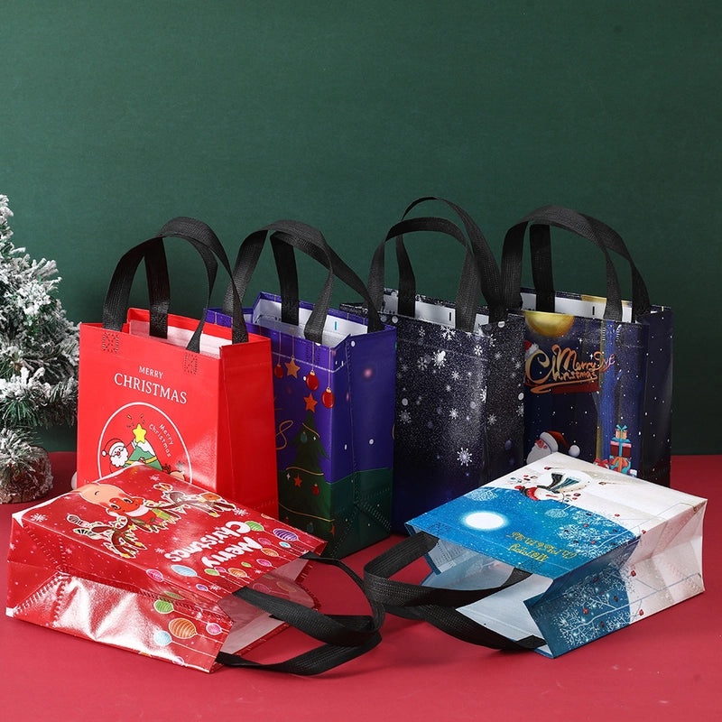 Christmas Gift Bag Non-woven Hot-pressed Coated Printable Logo Eco-friendly Shopping Bag | Gift Bags & Packaging