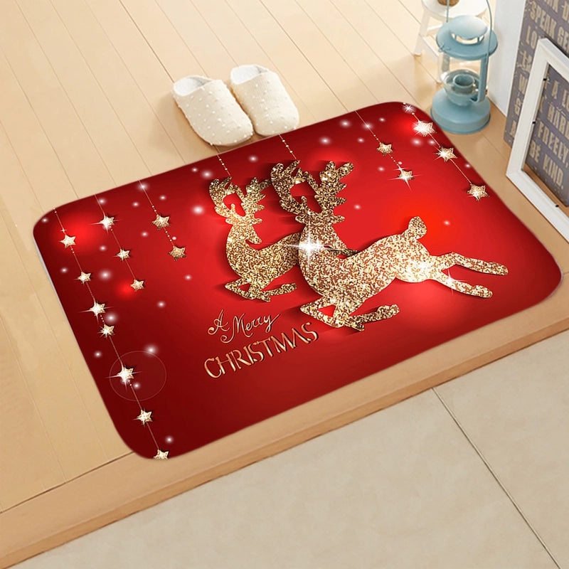 Festive Santa Claus Flannel Floor Mat for Holiday Decor|Home Decor