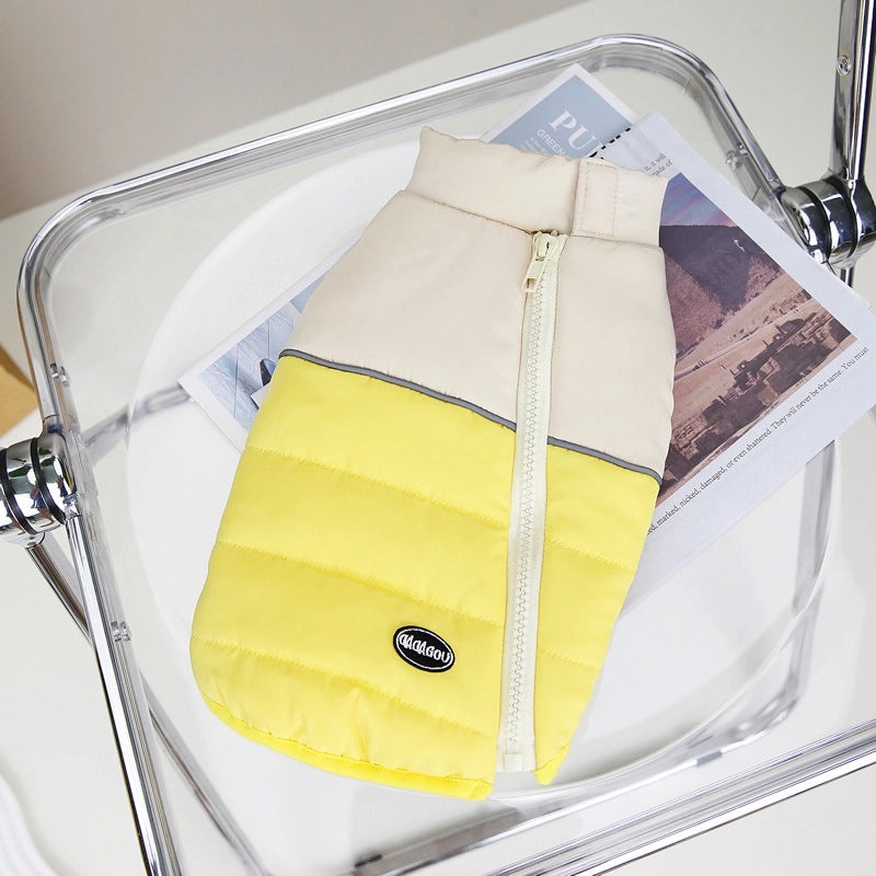 Thickened Cotton Vest for Dogs Autumn Winter Warm Pet Clothes with Zipper and Stitching Design|Pet Clothing