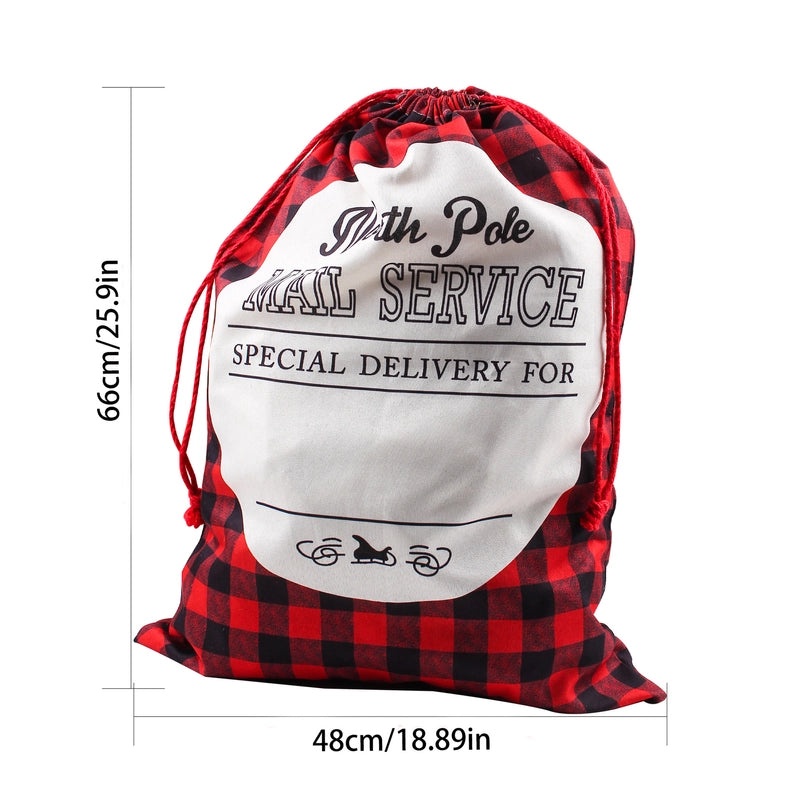 Christmas Large Printed Drawstring Gift Bag Imitation Linen Santa Claus Backpack Holiday Party Favor Bag|Holiday Gift Bags