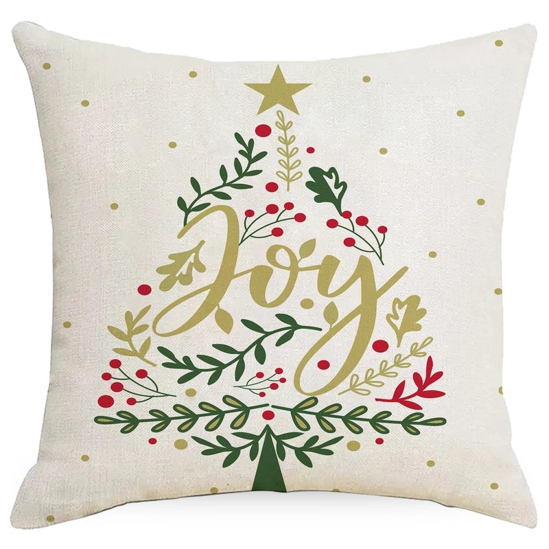 Christmas Tree Decorative Linen Pillow Covers with Festive Socks Letter Print|Home Decor Pillows