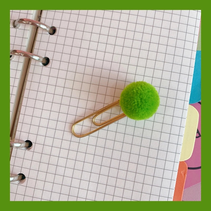 Cute Japanese Metal Paper Clip Bookmark with Colorful Candy Hairy Ball Pin for Students and Office Supplies|Stationery