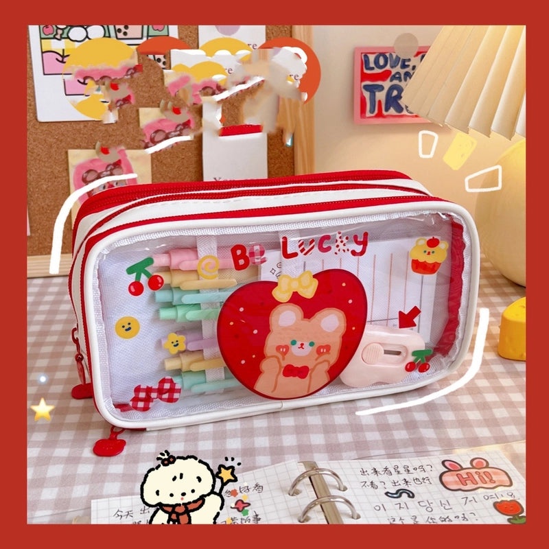 Clear Large Capacity Japanese Cartoon Pencil Case | Stationery Bags