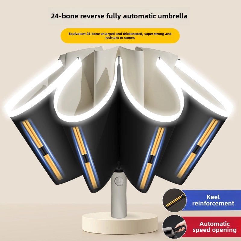20-Rib Automatic Reverse Umbrella for Men and Women | Windproof Large Folding Sun & Rain Protection | Travel Umbrella Black Coating|Umbrellas & R