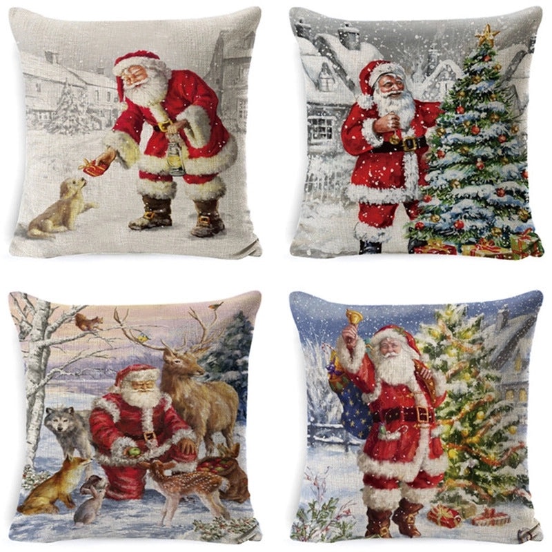 Christmas Geometric Snowflake Cartoon Cushion Cover for Couch Sofa | Home Decor & Cushions
