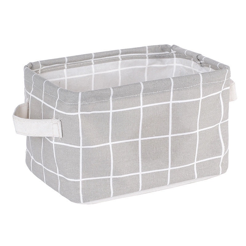 Foldable Cotton Linen Storage Basket for Cosmetics and Desktop Organizer|Home Storage & Organization