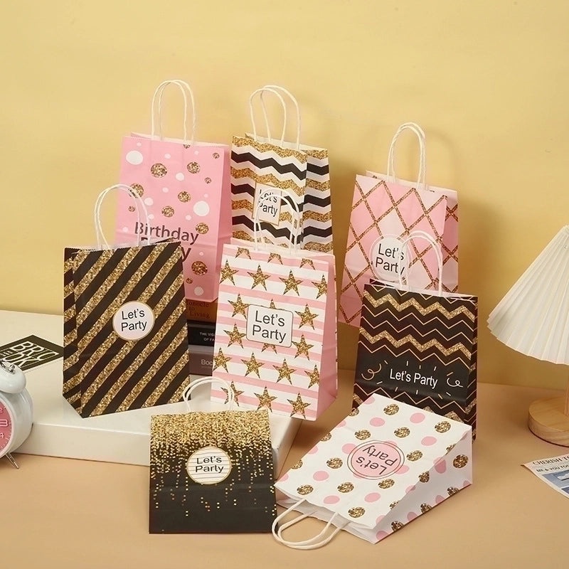 Simple Striped Kraft Paper Gift Bags for Daily Use|Gift Bags