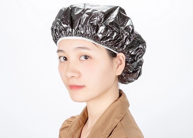 Minimalist Solid Color Aluminum Shower Cap Waterproof Bath Hair Cover|Bathroom Accessories