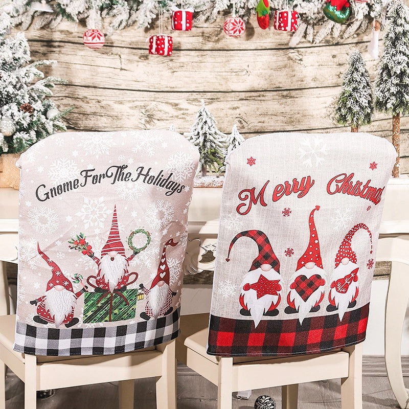 Christmas Santa Claus Linen Chair Cover Nonwoven Holiday Party Decoration|Home & Living > Holiday Décor > Christmas Decorations