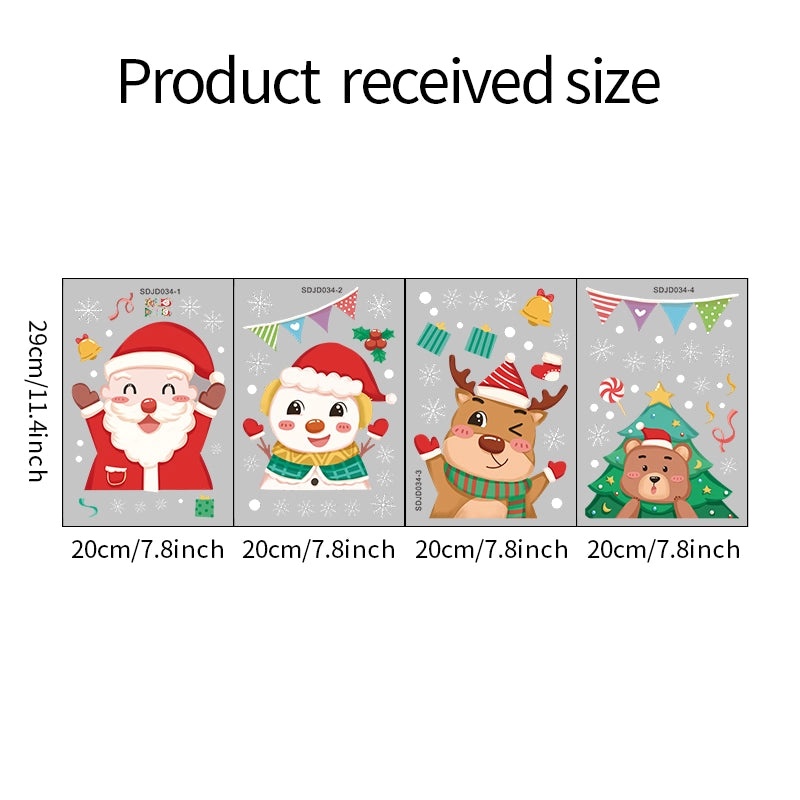 Festive Christmas Santa, Bear, and Elk PVC Window Stickers | Holiday Home Decor