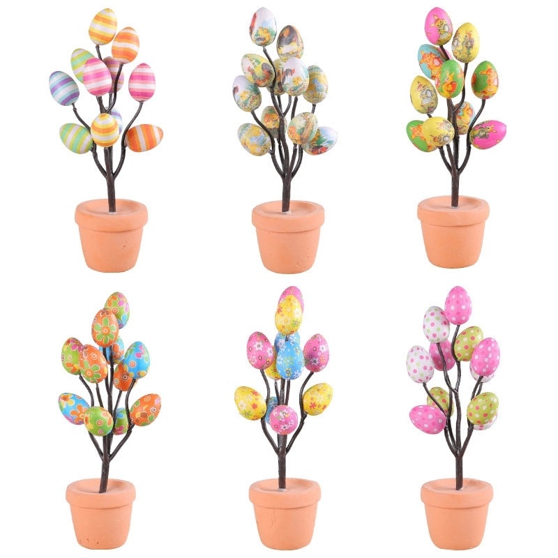 Vertical Hanging Easter Egg Pot 2024 Cartoon Print Decorative Table Ornament|Home Decor Easter Decorations