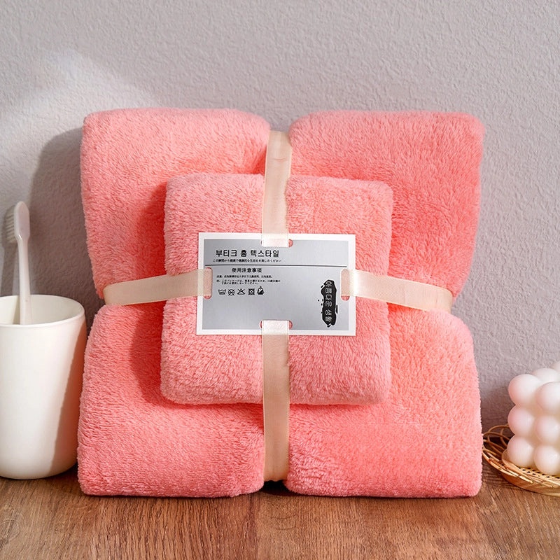 Coral Fleece Bath Towel Set for Mom Thick Absorbent Two-Piece Towel Gift|Home & Bath