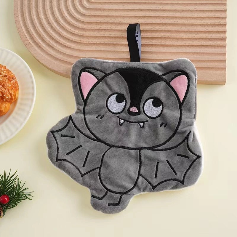 Halloween Cartoon Hanging Hand Towel for Kids Small Tower Skull Bat Design|Home & Kitchen > Bath > Bath Towels