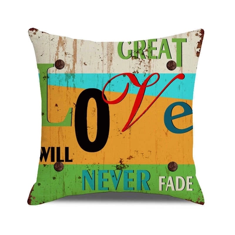 Vintage Letter Print Polyester Pillow Covers|Home Decor Pillows