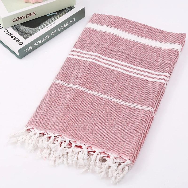Personalized Cotton Turkish Non-stick Sand-resistant Beach Towel with Tassels | Beach Towels & Shawls