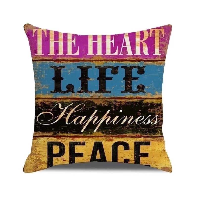 Vintage Letter Print Polyester Pillow Covers|Home Decor Pillows